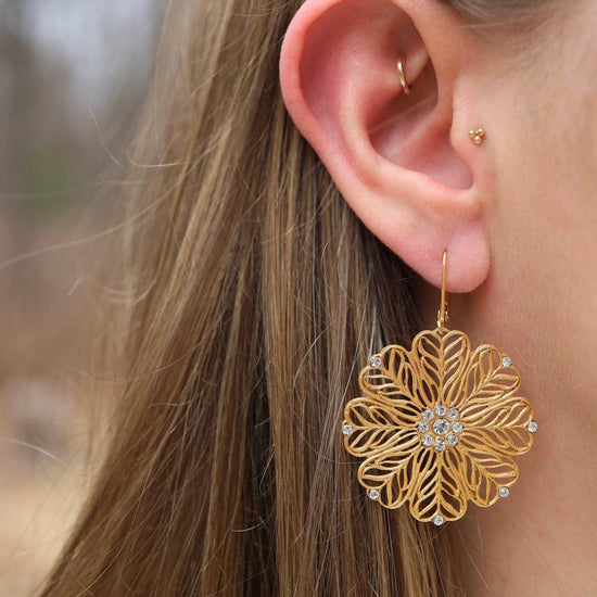EAR-JM Filigree Petal Earrings - Gold Plate