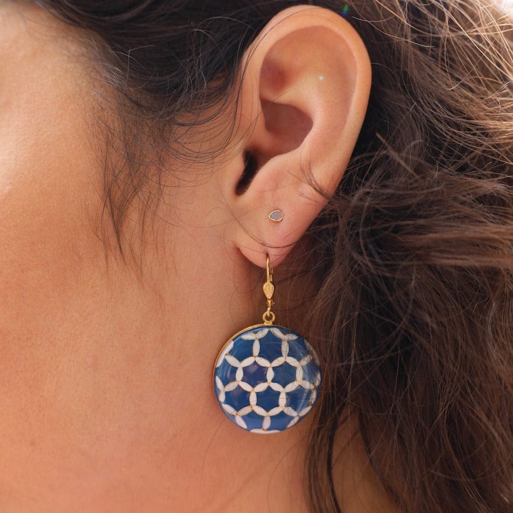 
                      
                        EAR-JM French Blue Honeycomb Enamel Earrings
                      
                    