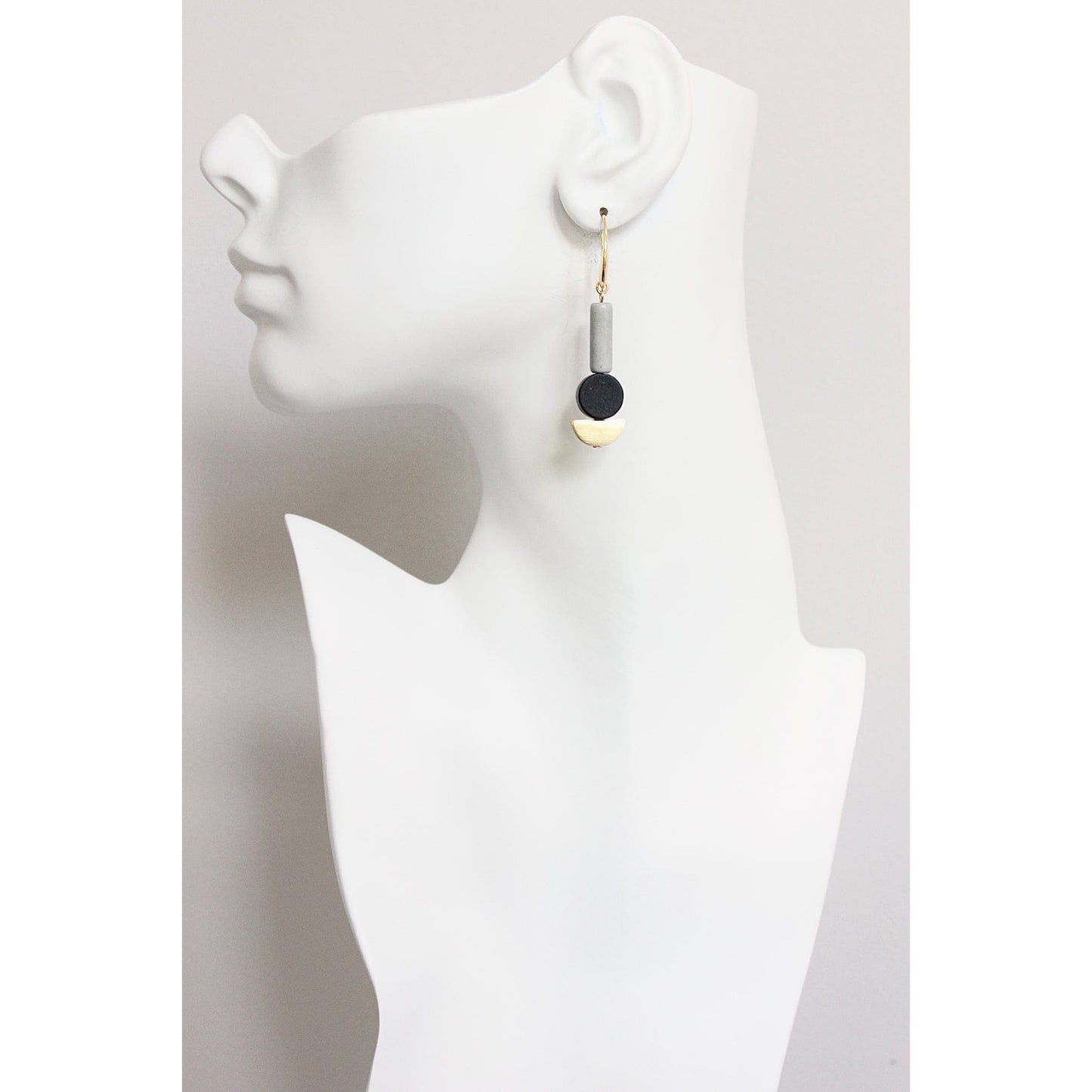 EAR-JM Geometric Gray and Black Dangle Earrings