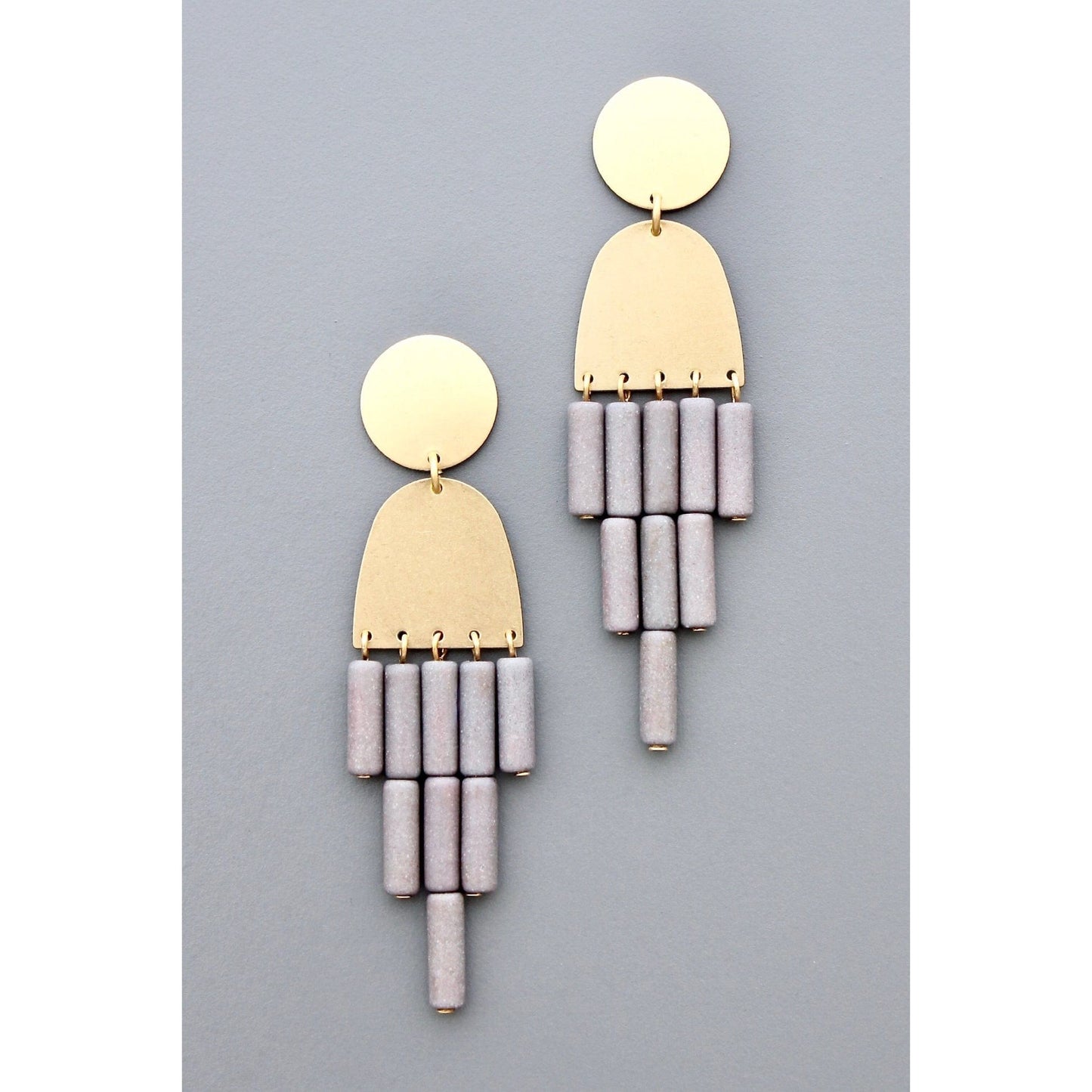 EAR-JM Geometric Gray Post Dangle Earrings