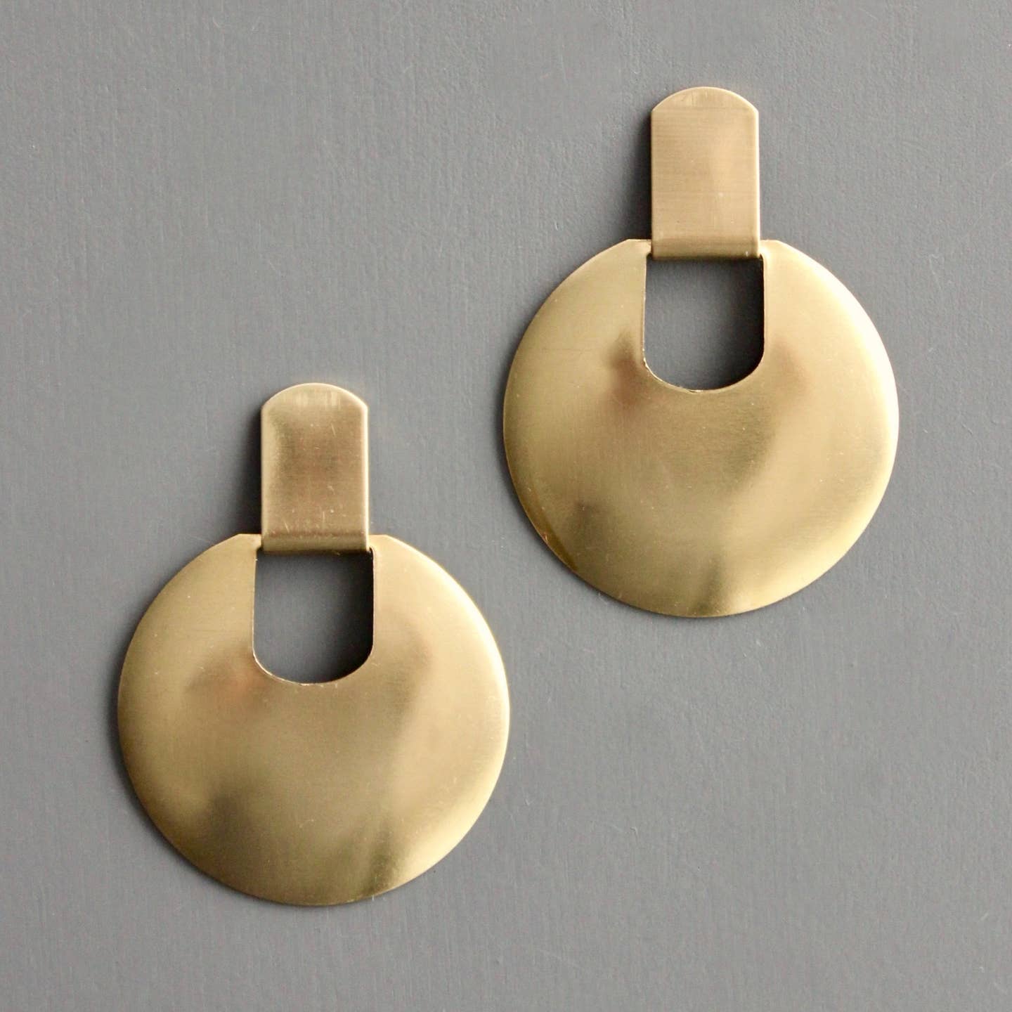 EAR-JM Geometric Round Brass Post Earrings