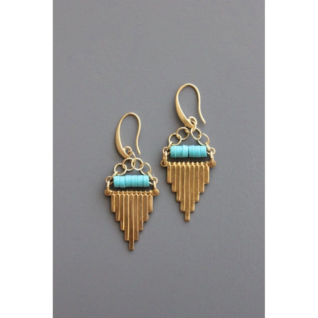 EAR-JM Geometric Turquoise and Brass Earrings