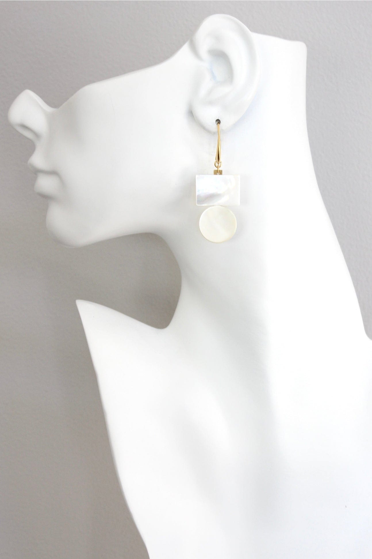 EAR-JM Geometric White Stone and Brass Earrings