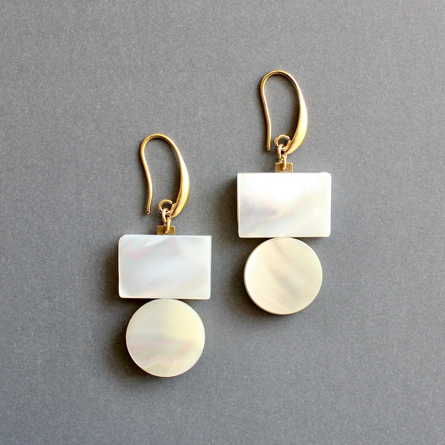 EAR-JM Geometric White Stone and Brass Earrings