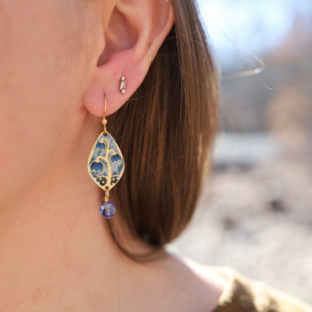 EAR-JM Gold Bell Flower Bellas in Blue Earring