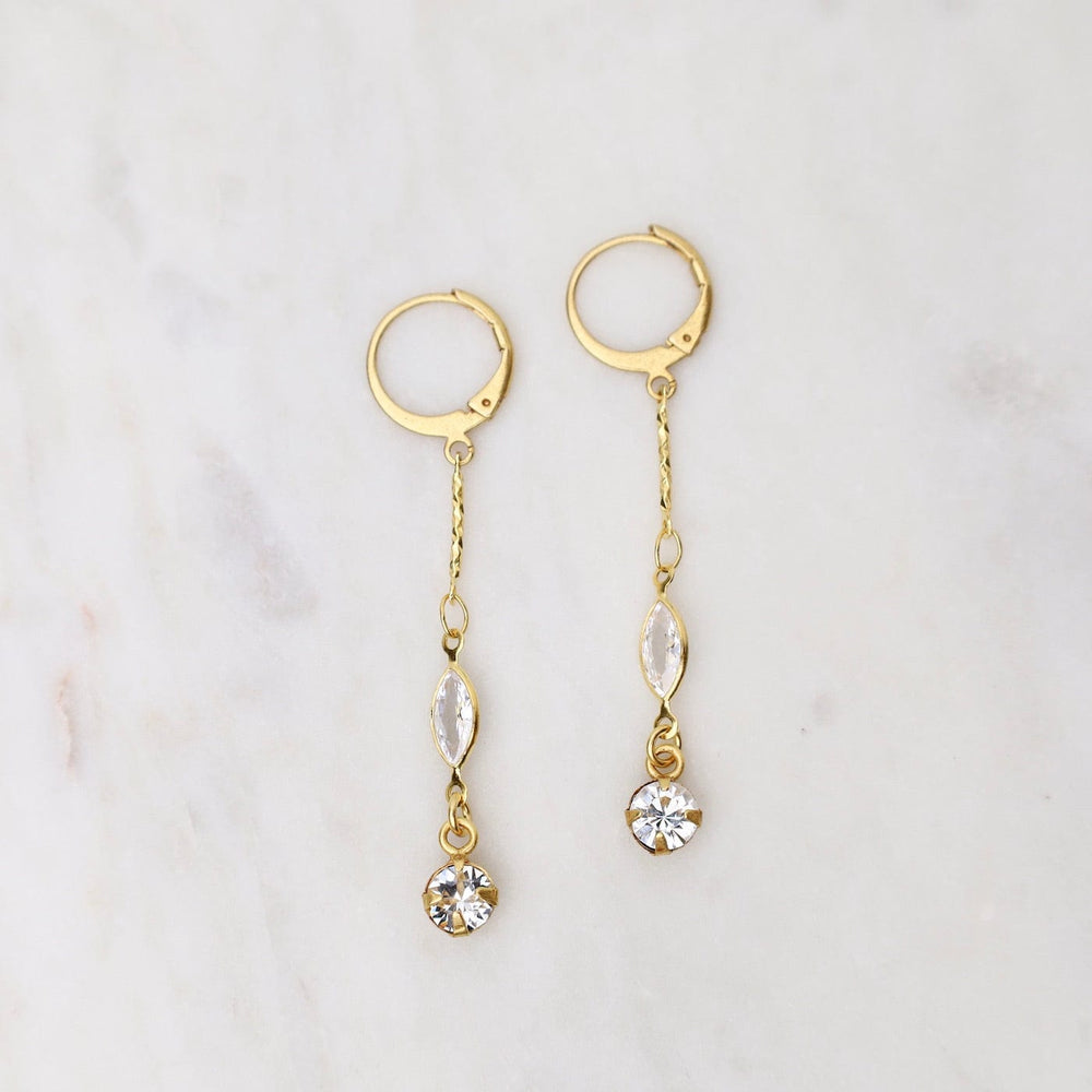 EAR-JM Gold Crystal Chain Earrings