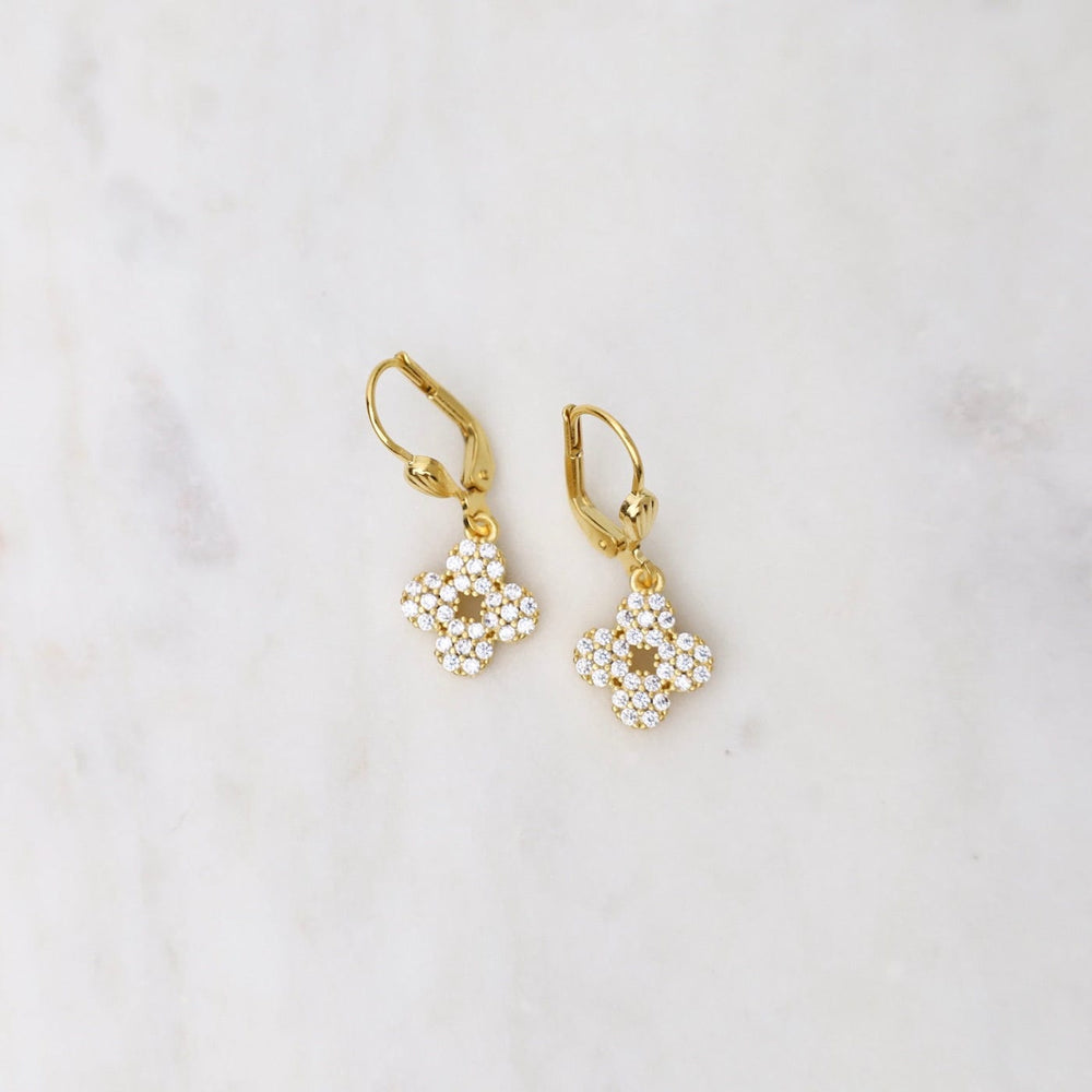 EAR-JM Gold Crystal Lotus Flower Earrings