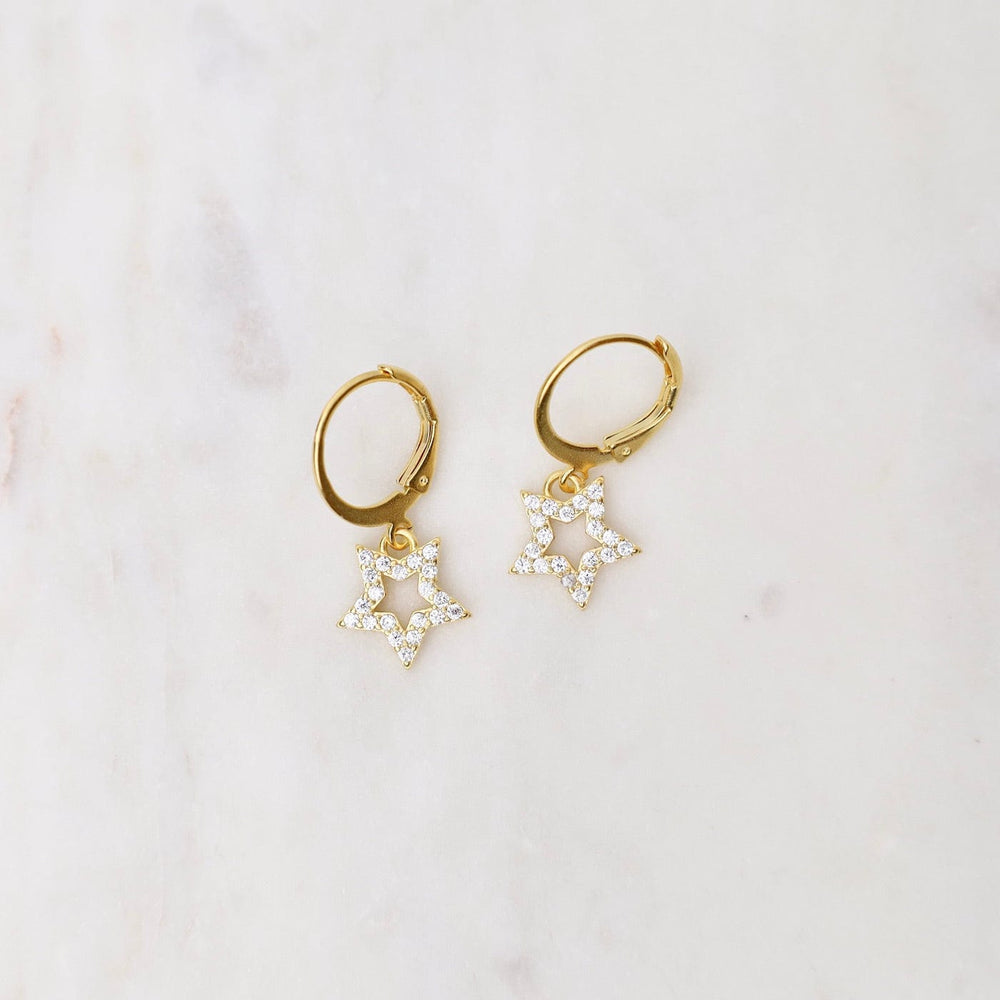 EAR-JM Gold Crystal Open Star Earrings