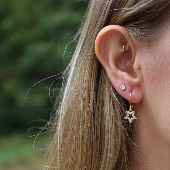 EAR-JM Gold Crystal Open Star Earrings