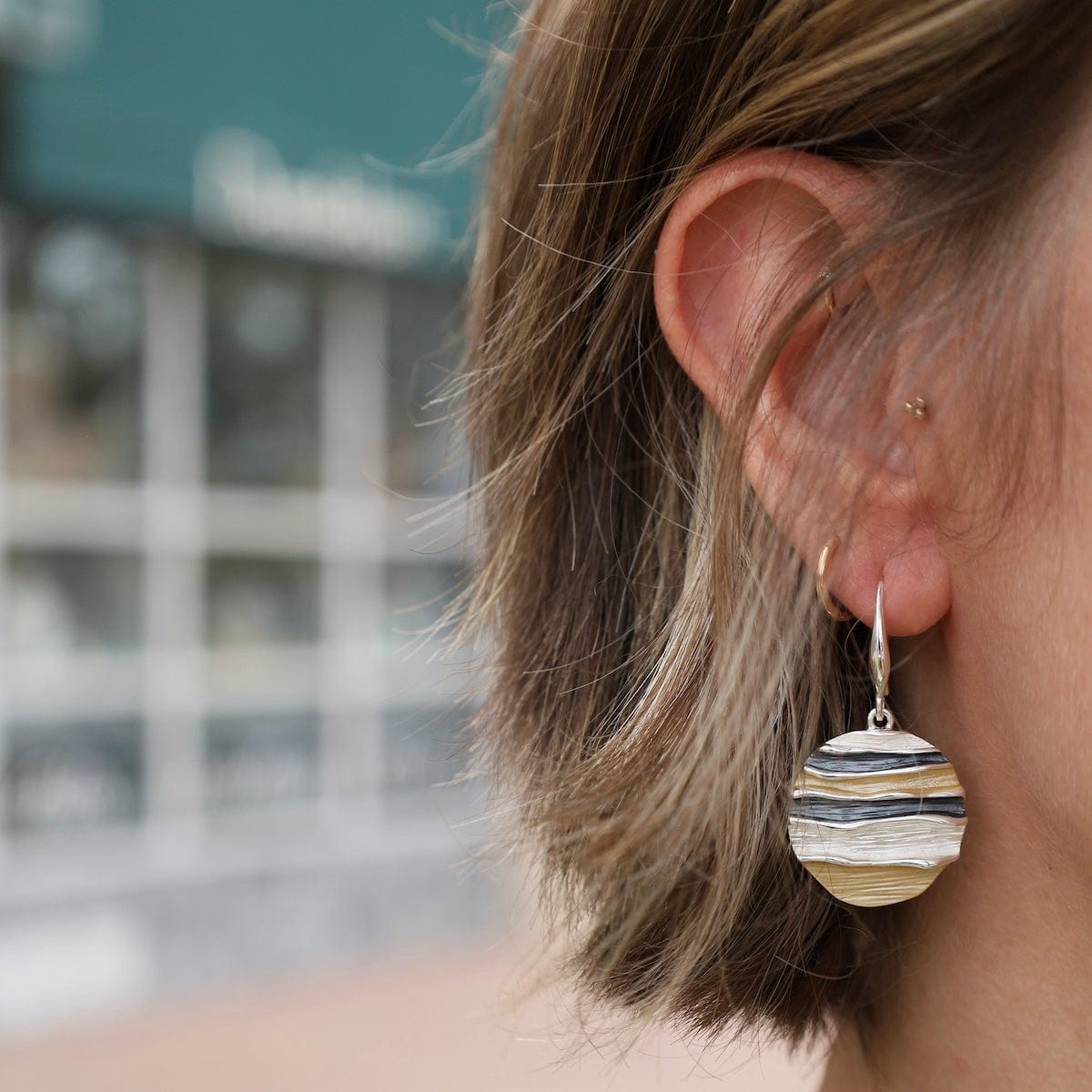 EAR-JM Gold Mix Ocean Waves Earrings