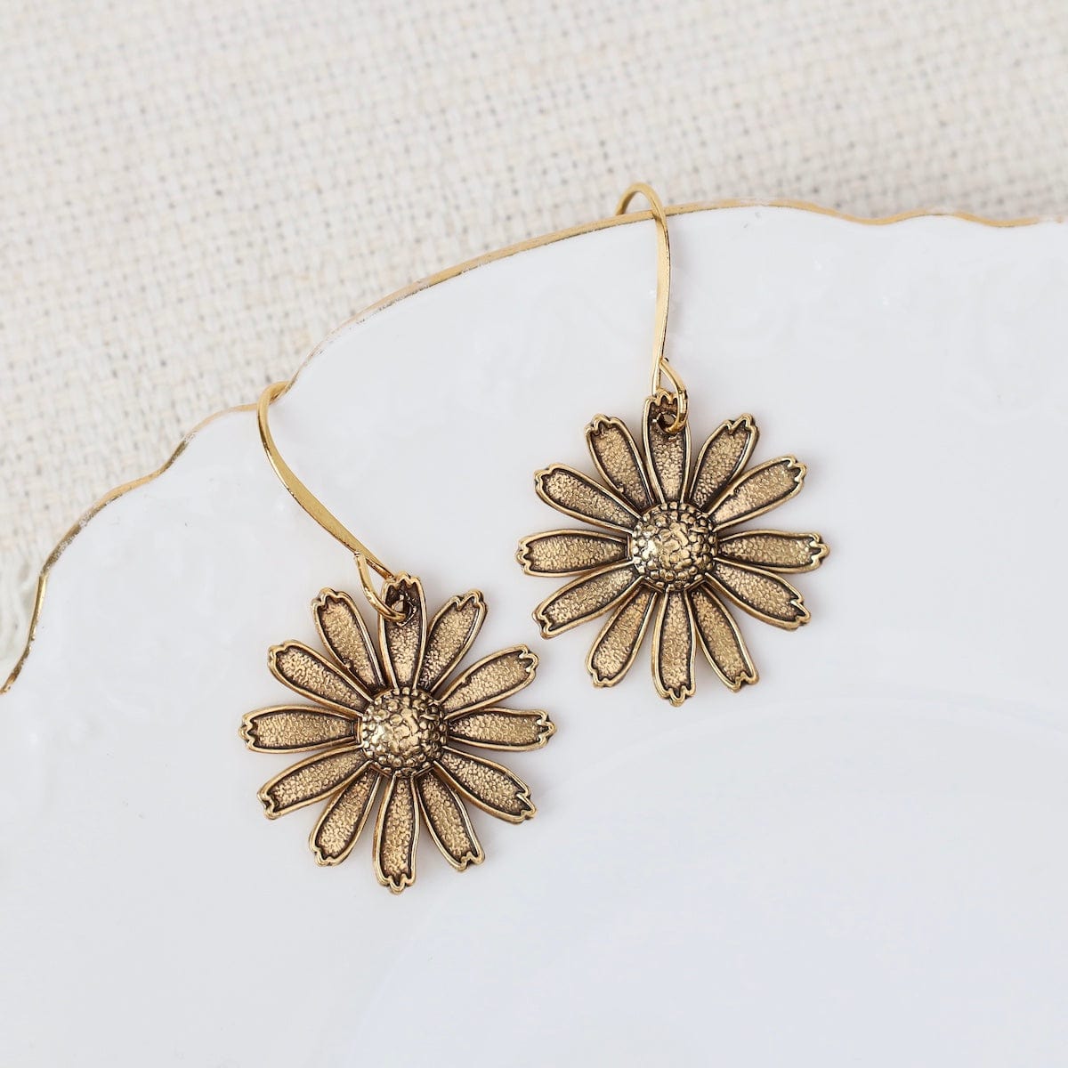 EAR-JM Gold Plated Daisy Earrings - Plated Surgical Steel