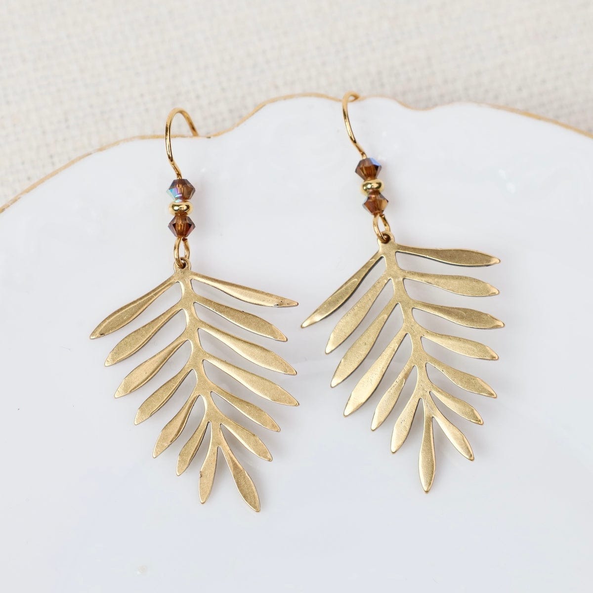 EAR-JM Gold Plated Fern Leaf Earrings - Plated Surgical S