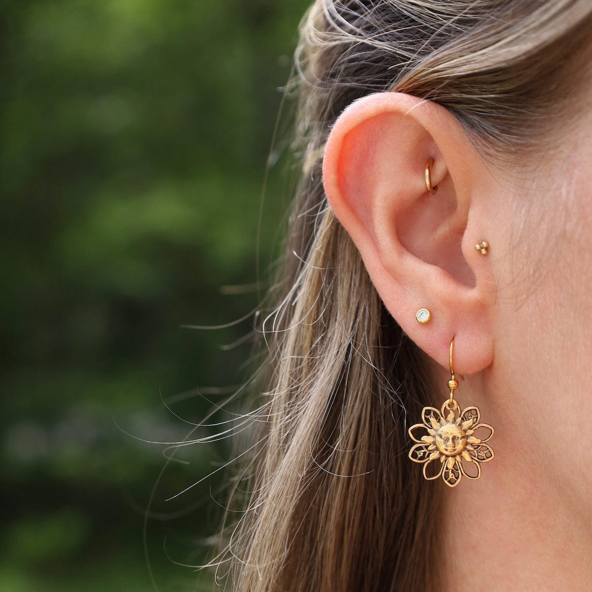 EAR-JM Gold Plated Radiating Suns Earrings