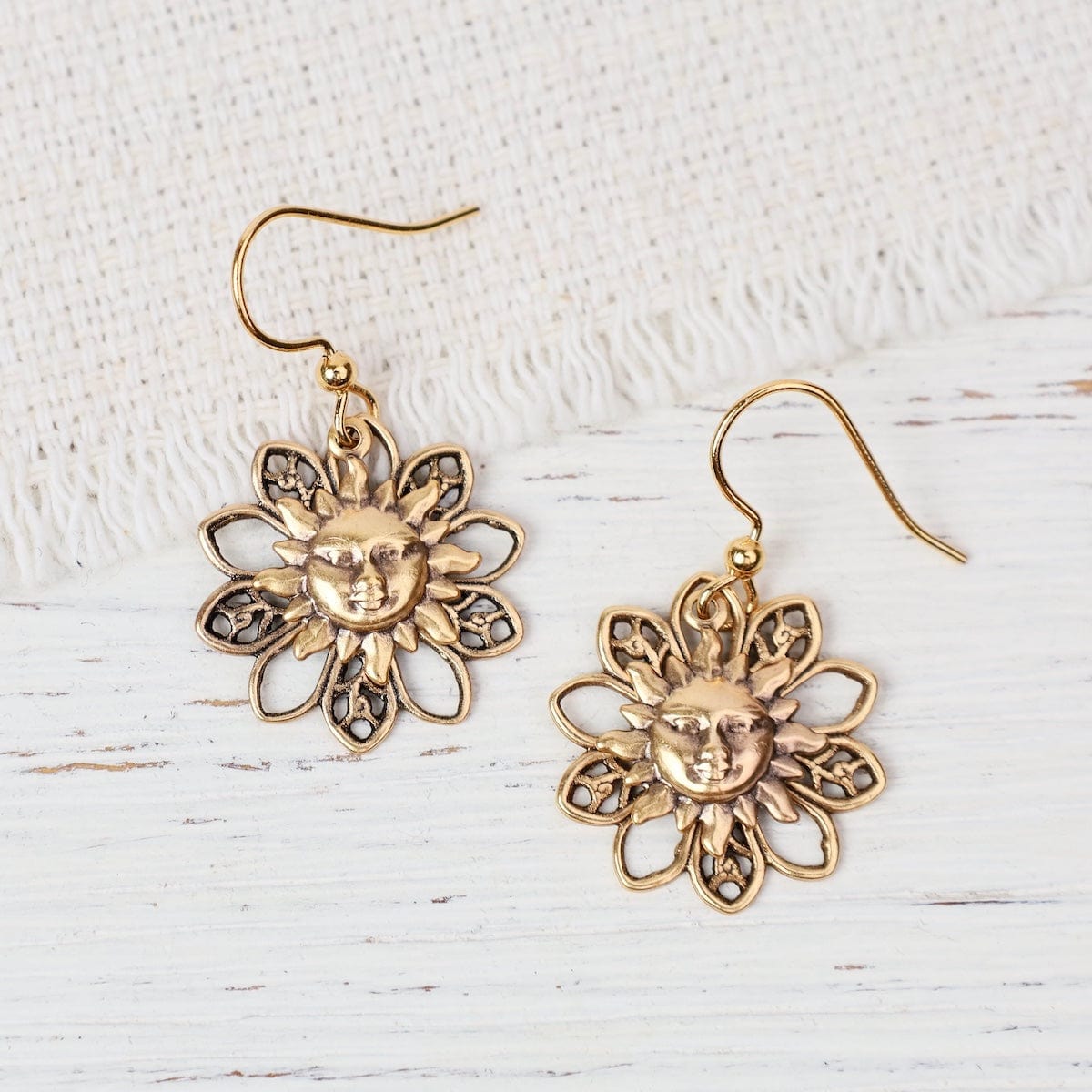 EAR-JM Gold Plated Radiating Suns Earrings - Plated Surgi