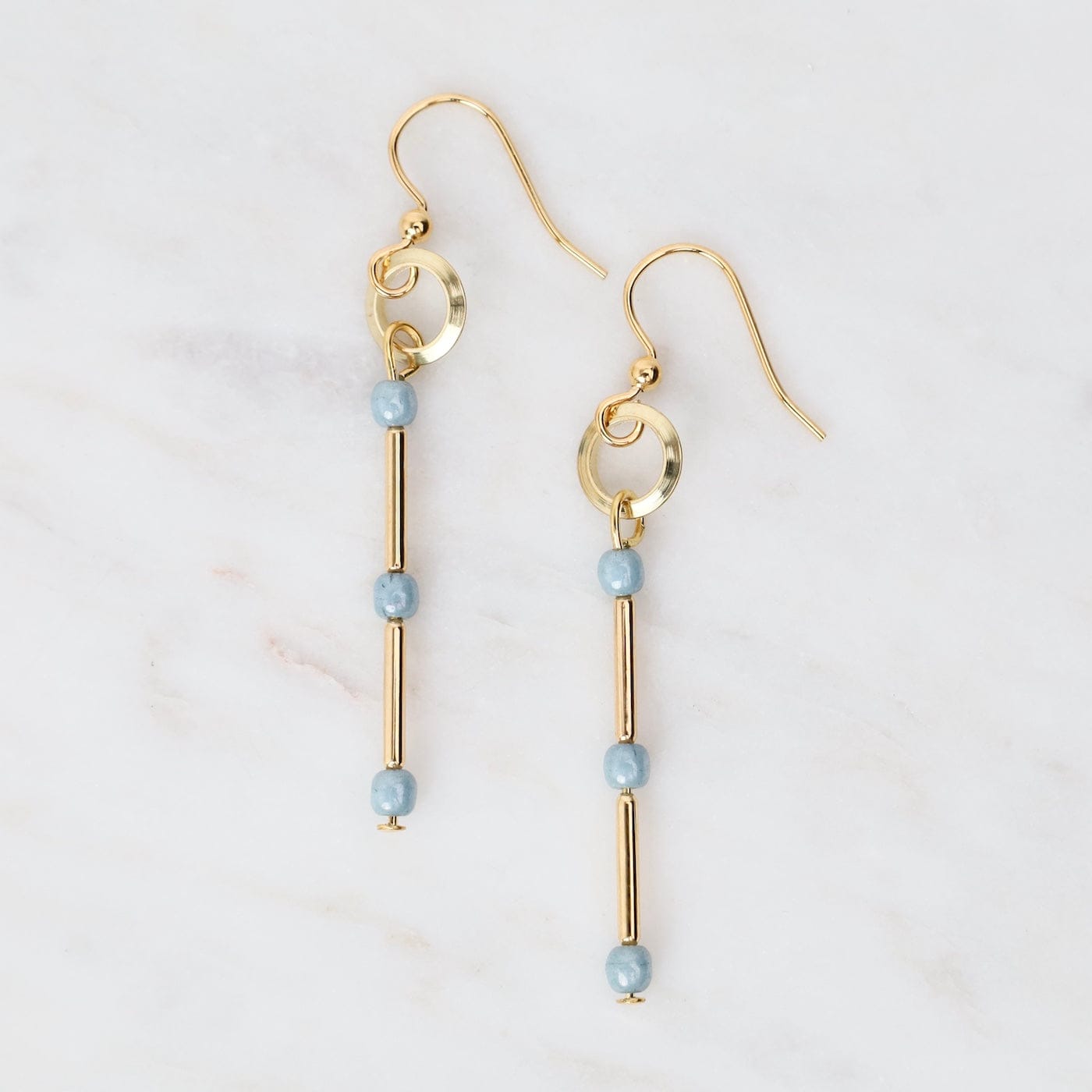 EAR-JM Gold Plated Tube & Bead Earrings