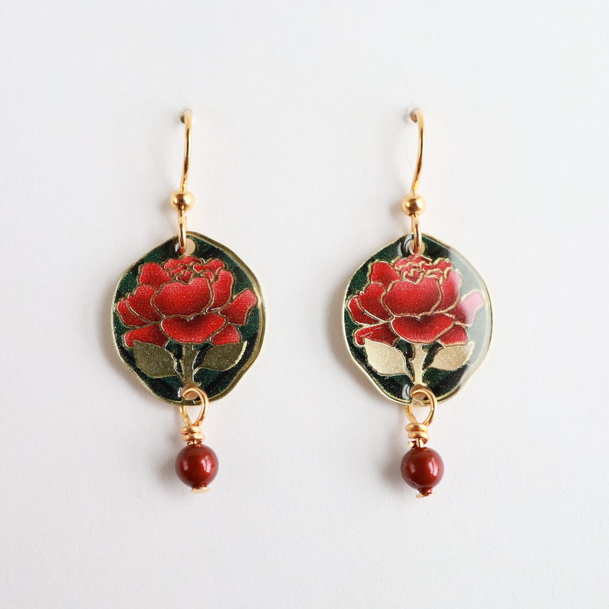 EAR-JM Gold Red Rose Earring  - Plated Surgical Steel Ear