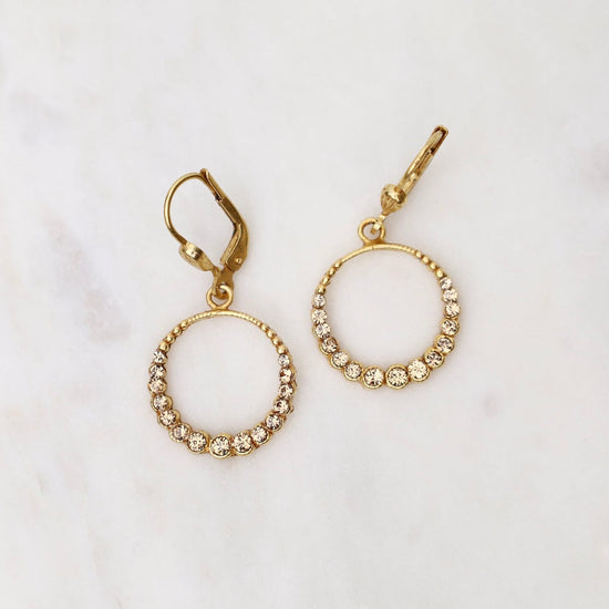 EAR-JM Gold Small Circle Earrings - Champagne Crystal
