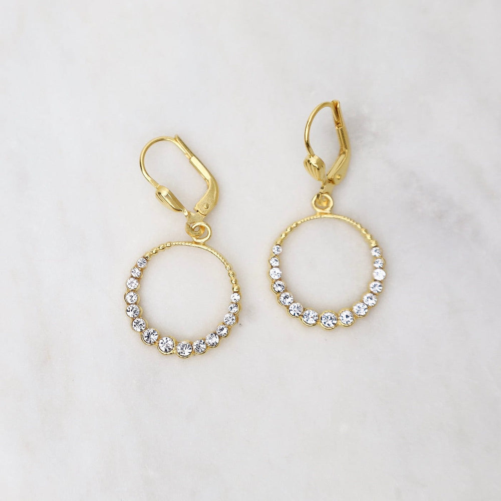 EAR-JM Gold Small Circle Earrings - Clear Crystal