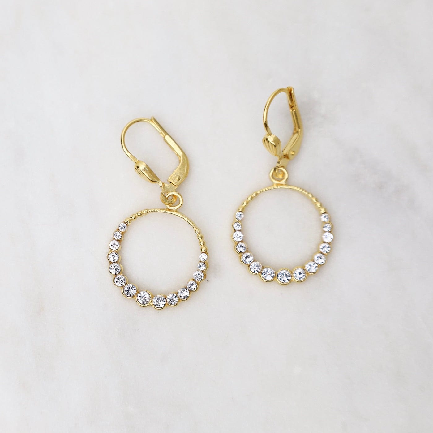 EAR-JM Gold Small Circle Earrings - Clear Crystal