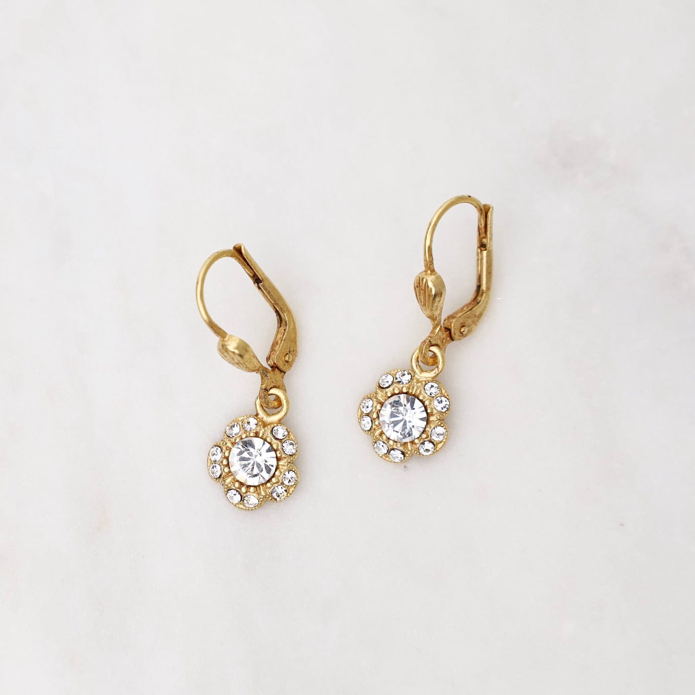 EAR-JM Gold Small Crystal Flower Earrings