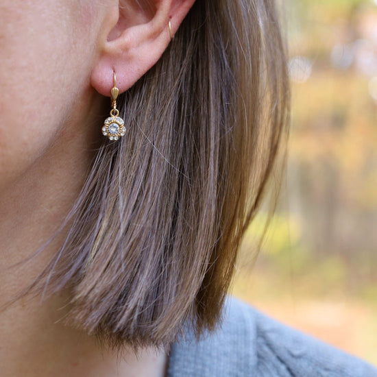 EAR-JM Gold Small Crystal Flower Earrings