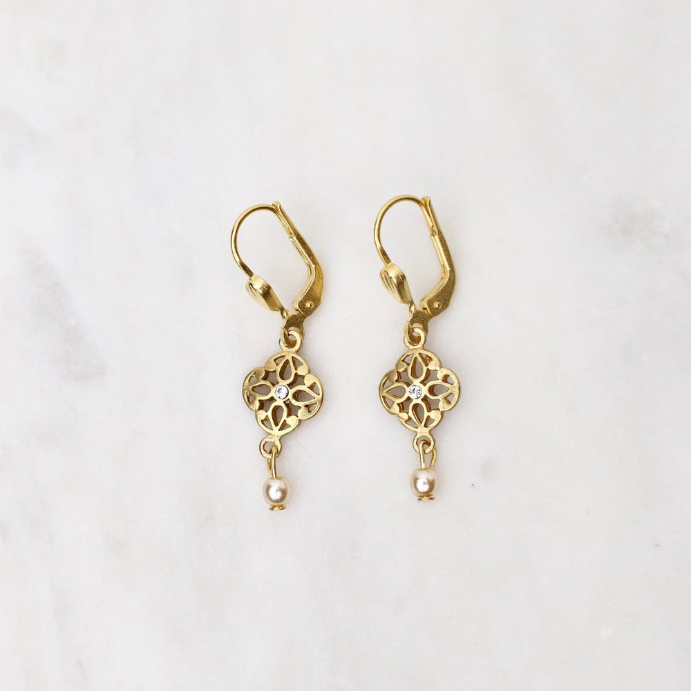 
                      
                        EAR-JM Gold Small Crystal Lotus Earrings with Pearl Drop
                      
                    