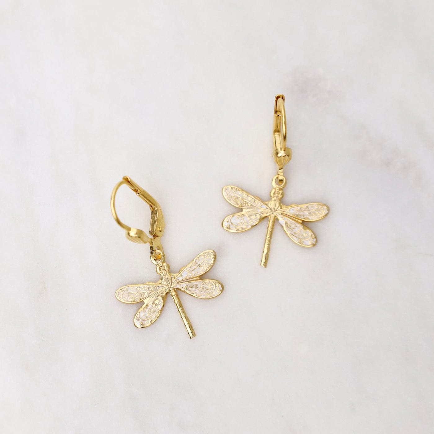 9ct Yellow Gold Small Dragonfly Earrings | Goldfish Jewellery Design Studio