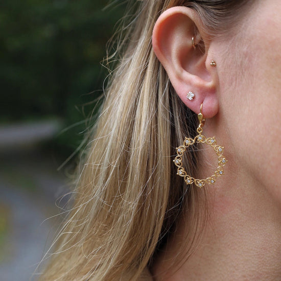 EAR-JM Gold Wreath Earrings - Clear Crystal