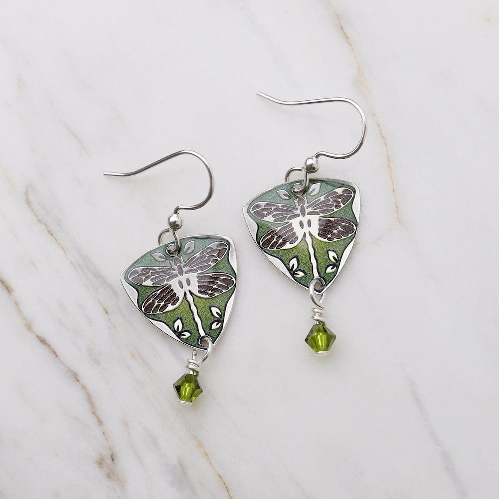 
                  
                    EAR-JM Green Dragonflies on Triangle Earrings - Plated Su
                  
                