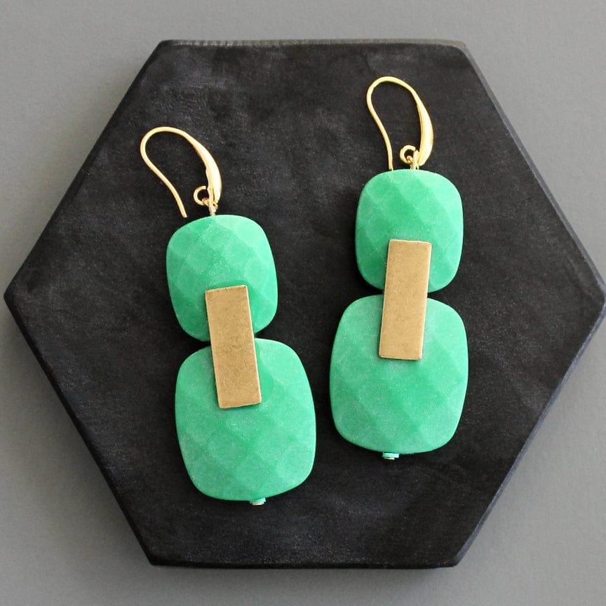 EAR-JM Green Geometric Earrings