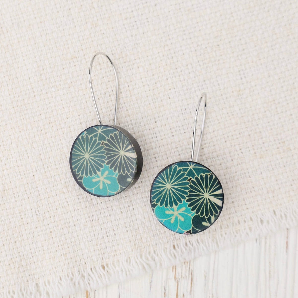 EAR-JM Green Kimono Round Earrings