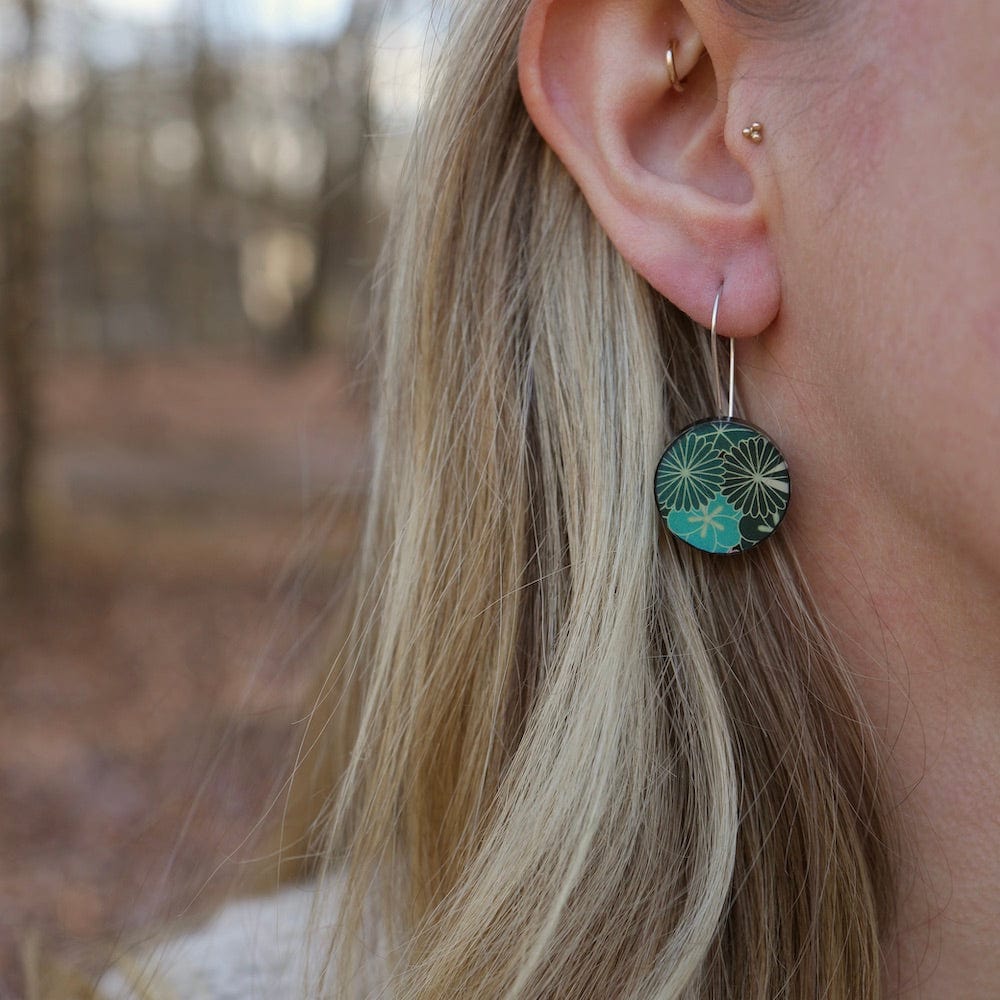 EAR-JM Green Kimono Round Earrings