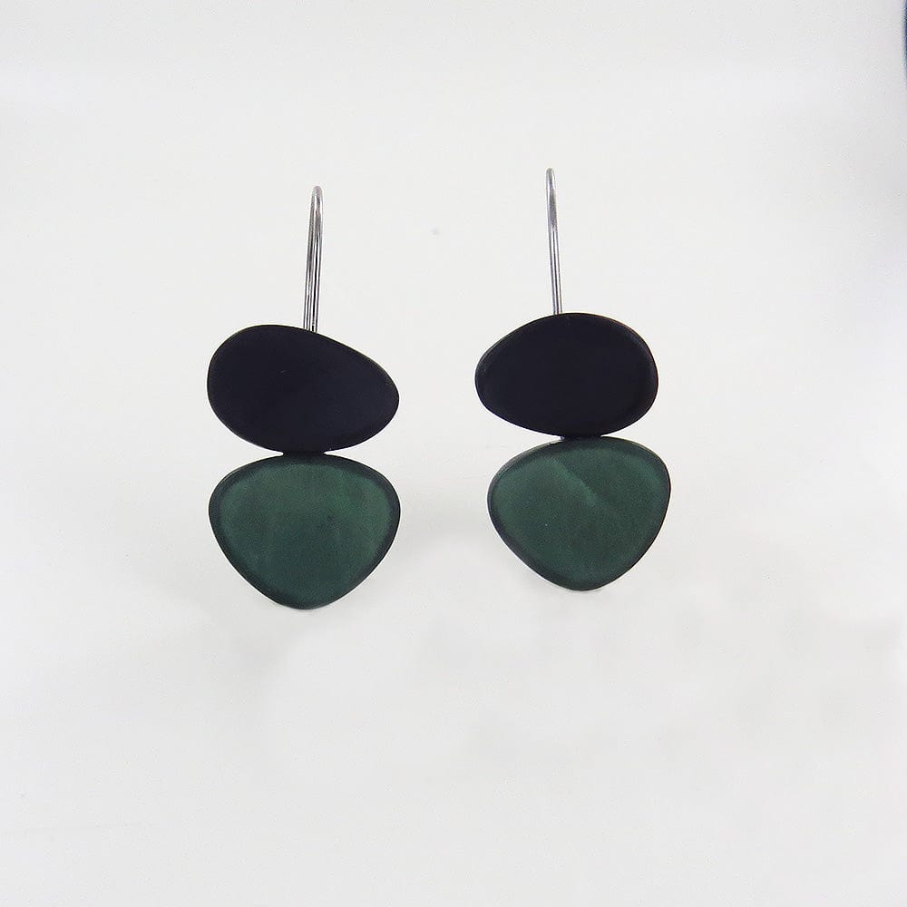 EAR-JM GREY AND GREEN TWO TONE EARRING