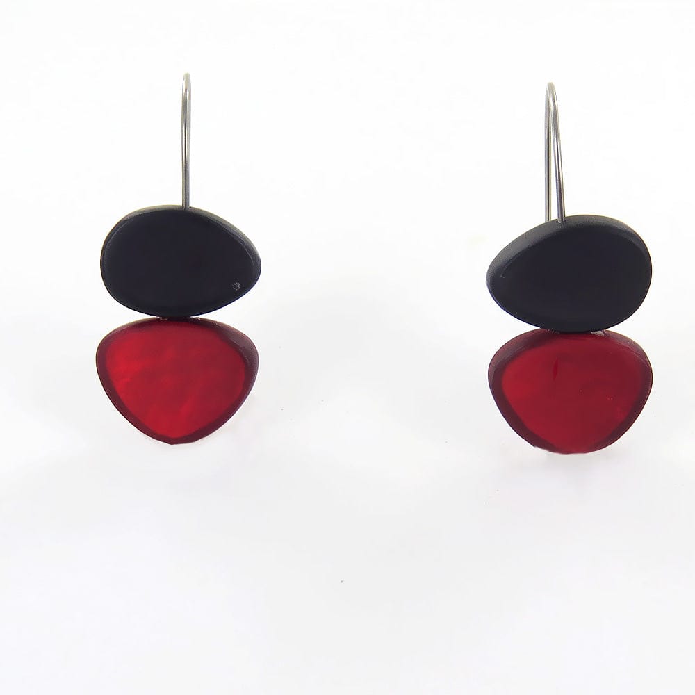 EAR-JM GREY AND RED TWO TONE EARRING