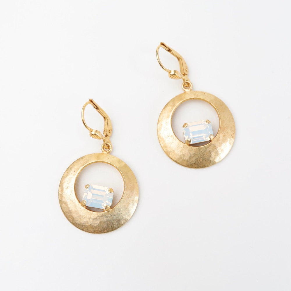 
                      
                        EAR-JM Hammered Disc with White Opal Crystal Earring
                      
                    