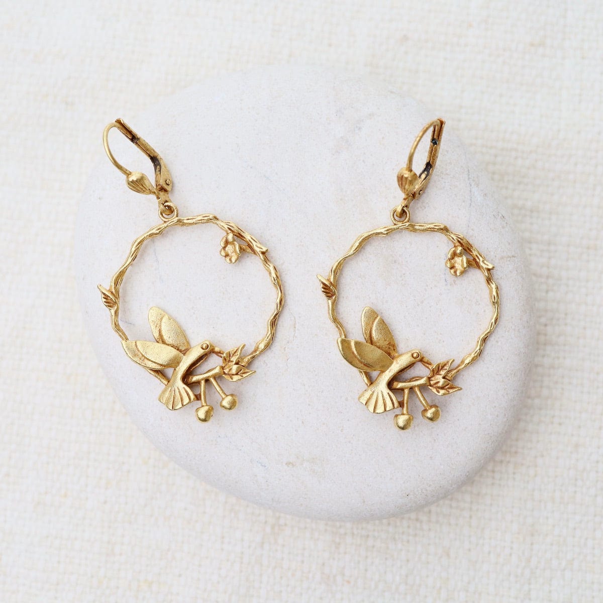 EAR-JM Hummingbird Earrings - Gold Plate