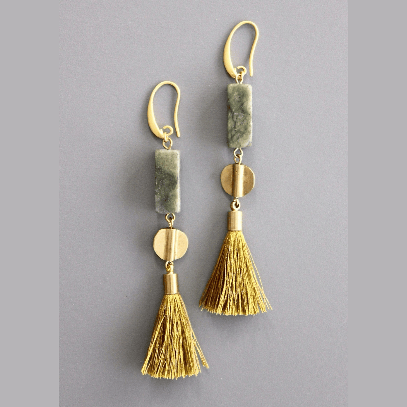 EAR-JM Jade and Tassel  Earrings