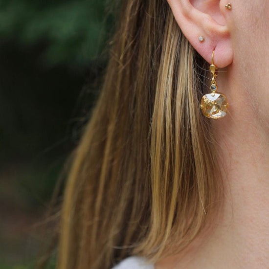 EAR-JM Large Champagne Drop Earrings- Gold Plate