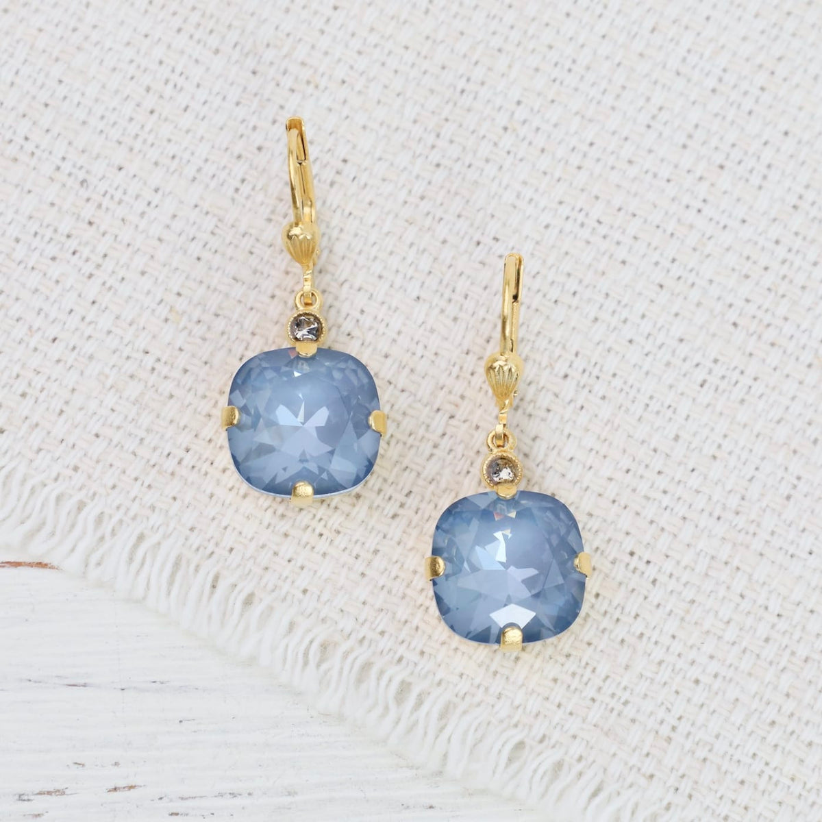 EAR-JM Large Denim Blue Drop Earring- Gold Plate