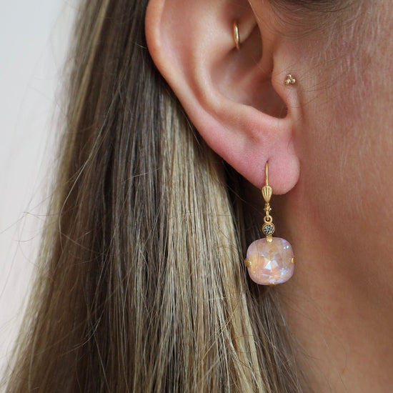 EAR-JM Large Dusty Pink Drop Earrings - Gold Plate