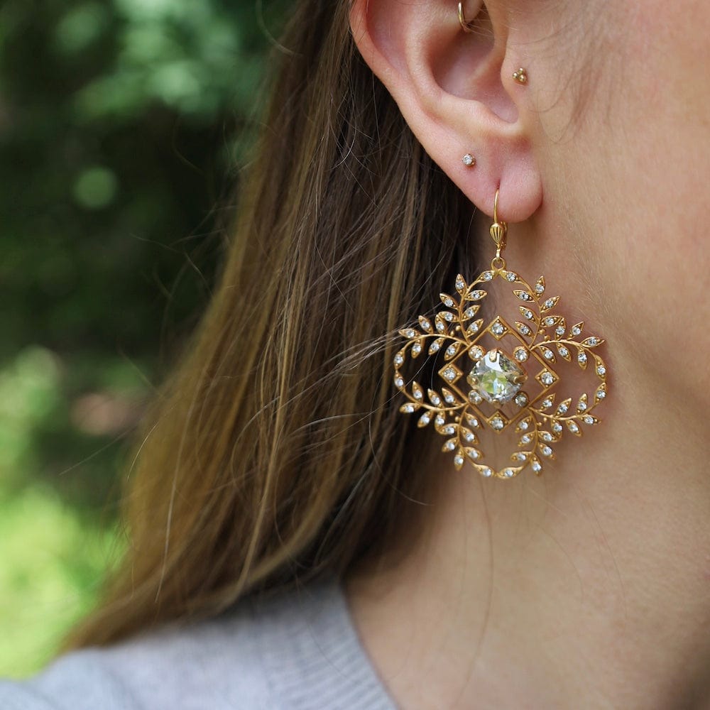 EAR-JM Large Leaf Crest Earrings