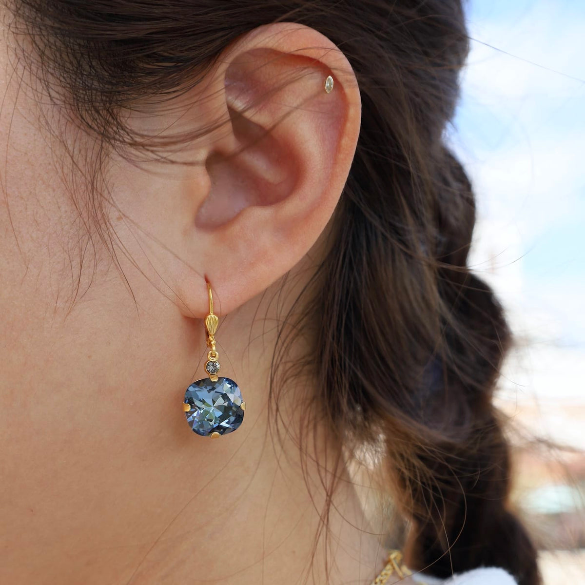 EAR-JM Large Midnight Drop Earring- Gold Plate