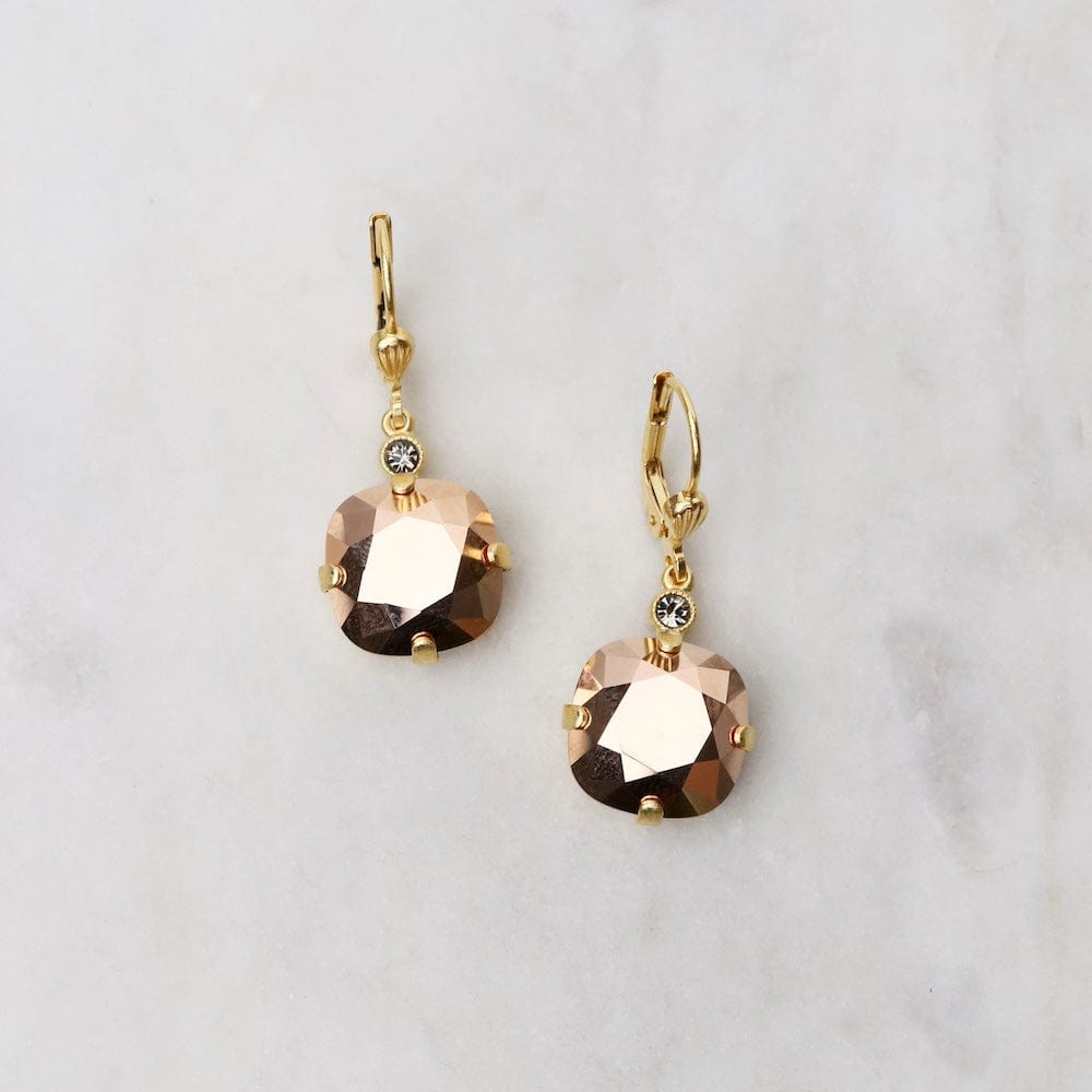 EAR-JM Large Rose Gold Drop Earrings - Gold Plate