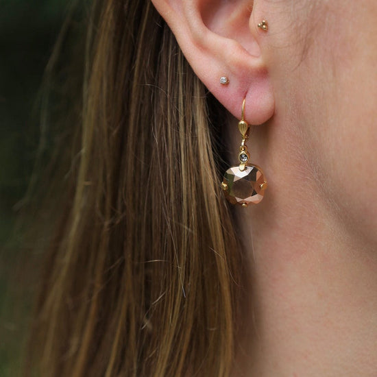 EAR-JM Large Rose Gold Drop Earrings - Gold Plate