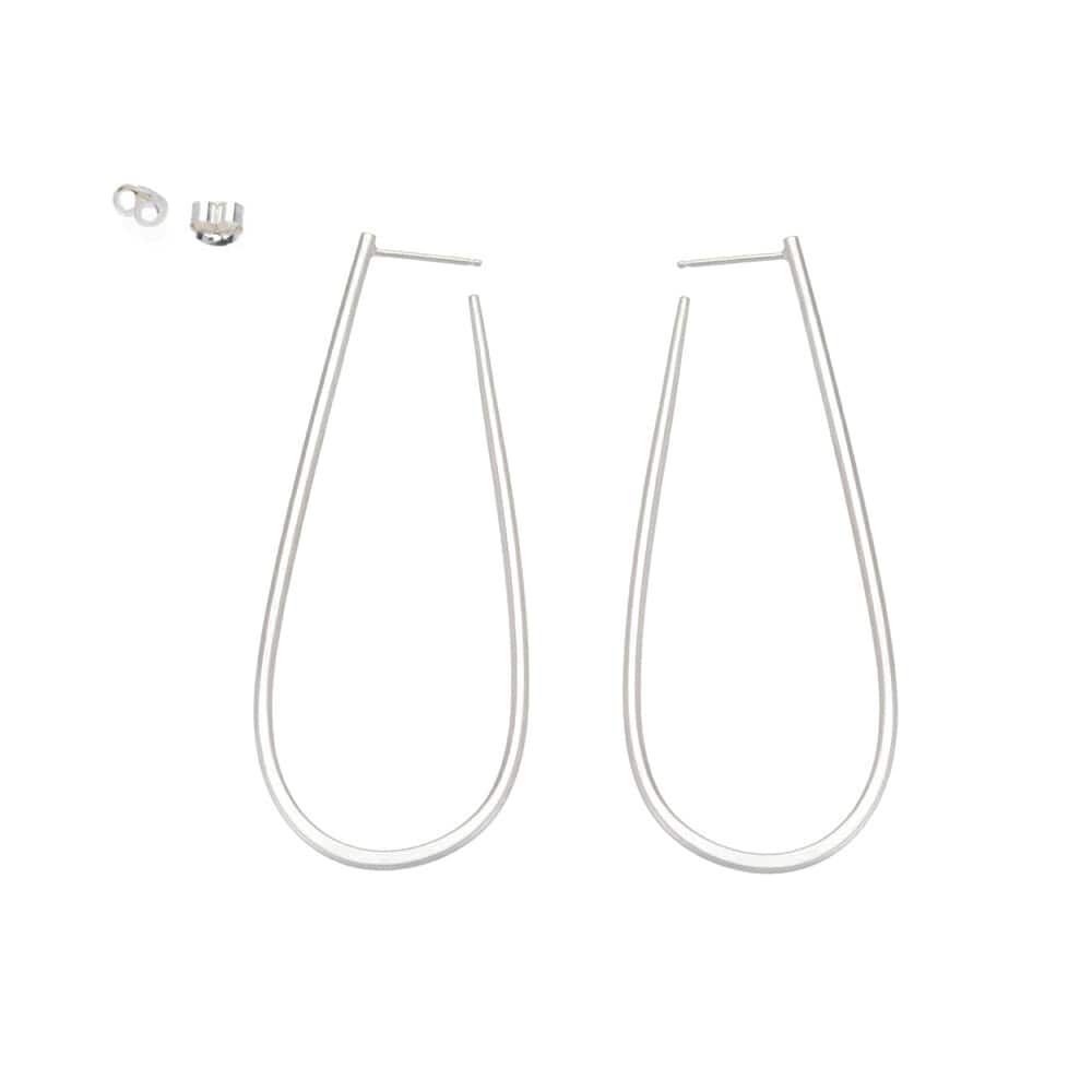 EAR-JM Large Silver U Shaped Post Hoop Earrings