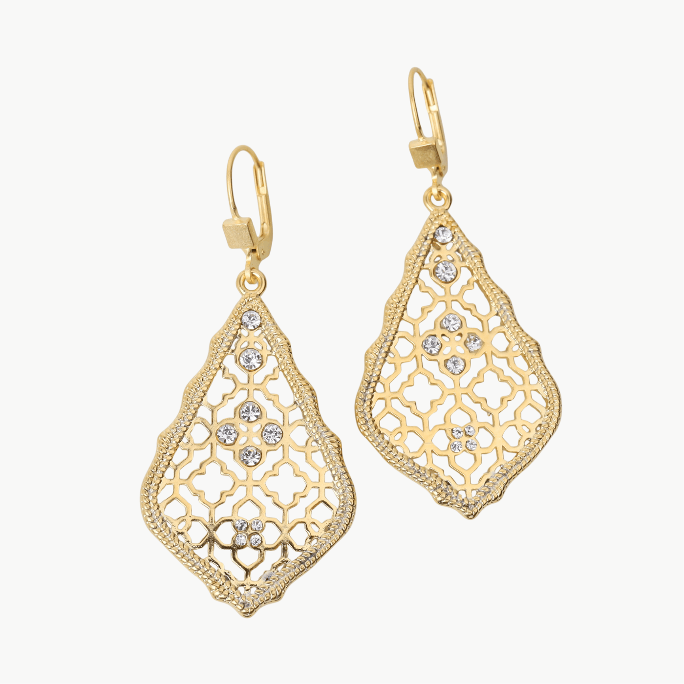 EAR-JM Large Teardrop Lotus Earrings - Crystal