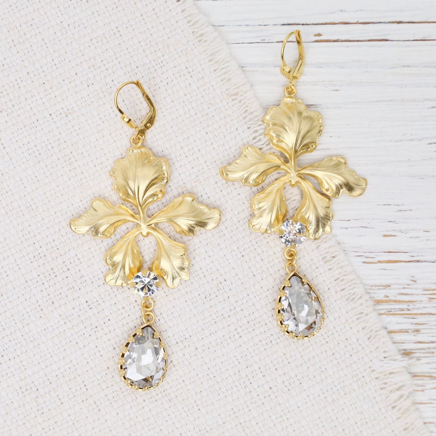 EAR-JM Leaf and Crystal Wreath Earrings