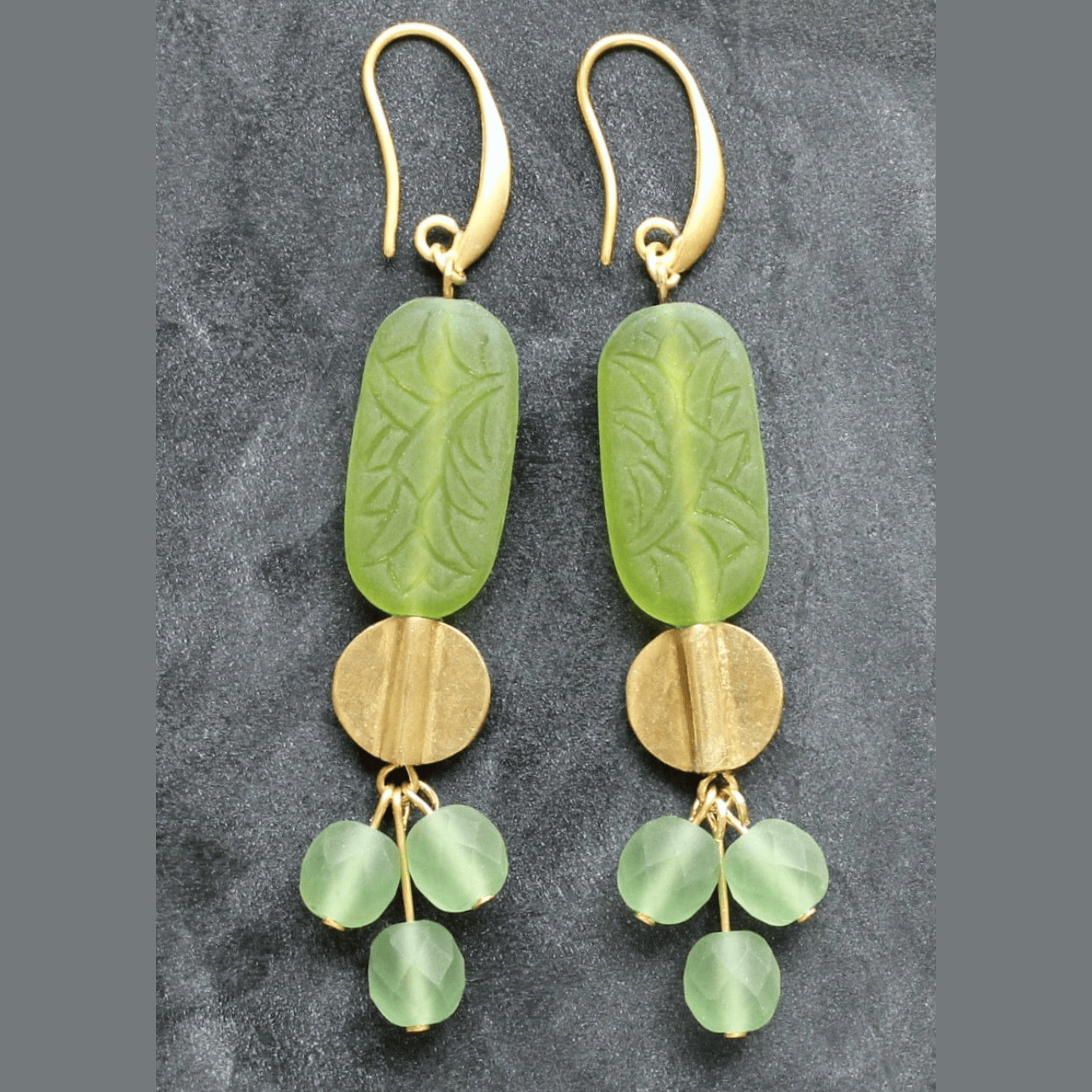 EAR-JM Lime Green and Seafoam Cluster Earrings