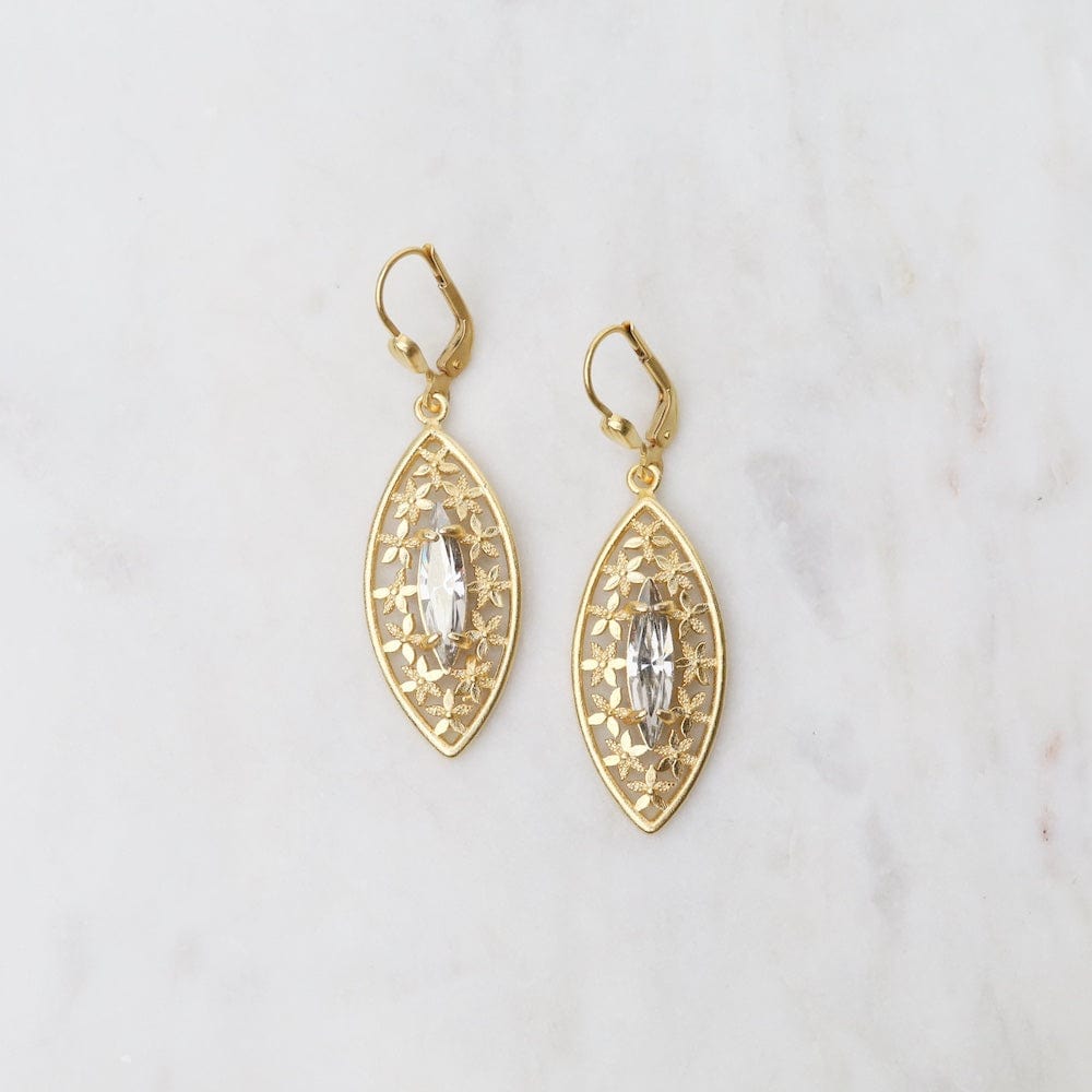 EAR-JM Marquise Shade Crystal Earrings- Gold Plate