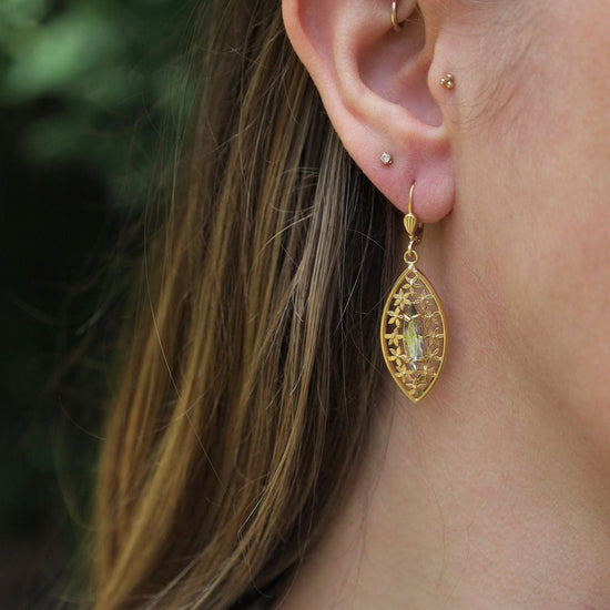 EAR-JM Marquise Shade Crystal Earrings- Gold Plate
